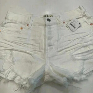 Free people white denim distressed cut off shorts size 25 NWT